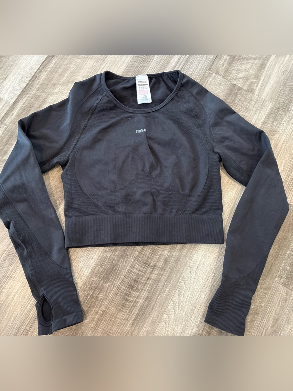 Gymshark Black Long Sleeve Workout Crop Top with Cut Out Back
